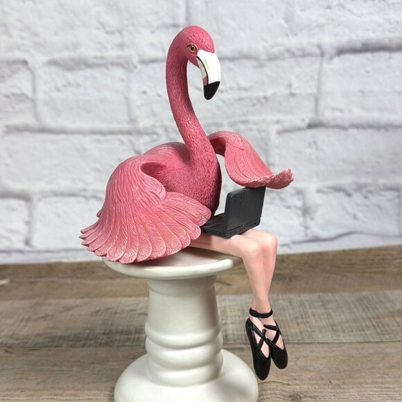 Unbranded Other - Sitting Exec Office Ballet Dancer Pink Flamingo Ballerina Shelf Sitter Laptop
